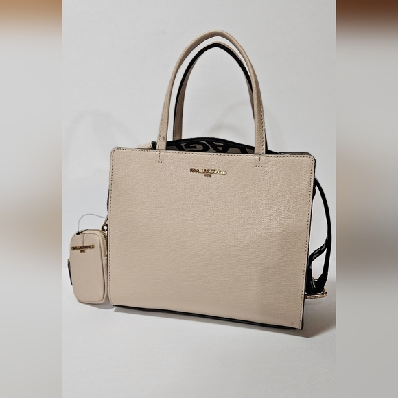 NWT KARL LAGERFELD PARIS Maybelle Light Pink/Gold Crossbody Bag Satchel - Picture 1 of 6